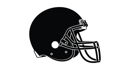 Fototapeta premium A stark black silhouette of an american football helmet against a plain white background showcasing a classic design silhouette