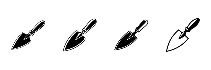 Obraz premium Trowel Icons In Hand Drawn Style Set. Gardening And Masonry Tools Doodle Sketch Collection. Construction And Landscaping Equipment. Isolated Vector Illustration