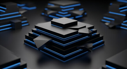 Modern dark geometric pattern with triangular shapes and gradient effects