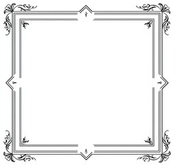 Ornate square frame with symmetrical corner swirls and central diamond accents