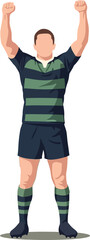 Fototapeta premium Rugby Player Celebrating Victory With Arms Raised in Triumph Sport Success Concept trophy