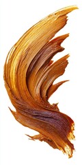 A swirled, textured brushstroke of warm brown hues against a white background