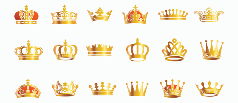 crown icon Crown king mega icon set. Crown icon set. Royal crown symbol collection. line . vector illustration.Crown icons set. Crown symbol collection. Vector illustration