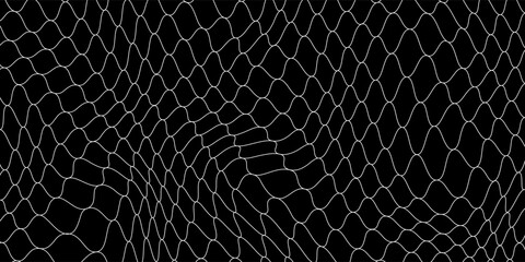 Fishing net seamless pattern. Soccer and football gates mesh. Fishnet texture. Basketball hoop and hockey net pattern. Sportswear texture. Chain link fence. Vector illustration on black background. © Rizki
