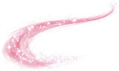 Swirling pink ethereal trail with glitter and sparkles, curving across a white background