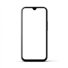 Isolated, black smartphone with a large, bright screen and a small camera notch