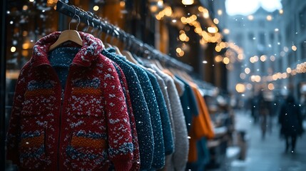 Winter coats for sale outdoors.