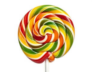 Vibrant Swirl Lollipop Isolated on White Background.