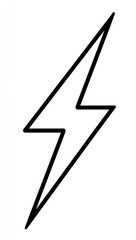 Black outline of a lightning bolt on a white background, angled slightly
