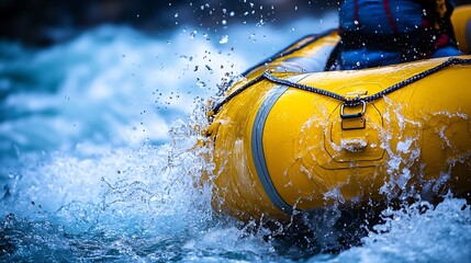 Yellow Raft on Whitewater Rapids.