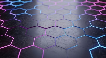 Hexagonal Grid - A Futuristic Technology Background with Glowing Lines.