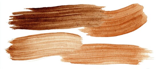 Four watercolor brushstrokes in varying shades of brown on a white background