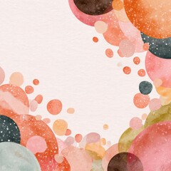 Pastel watercolor circles frame a blank space, evoking a soft, artistic, and whimsical design