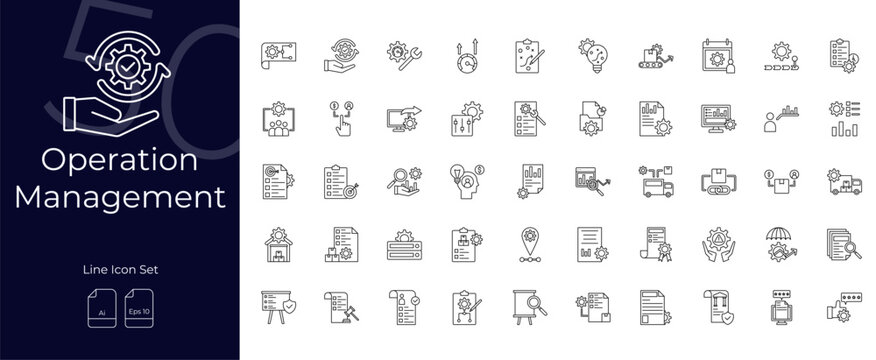 Operation Management Line Editable Icons set