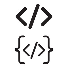 Obraz premium Minimalist Software Development and Web Coding Icons: Brackets and Slash Symbols