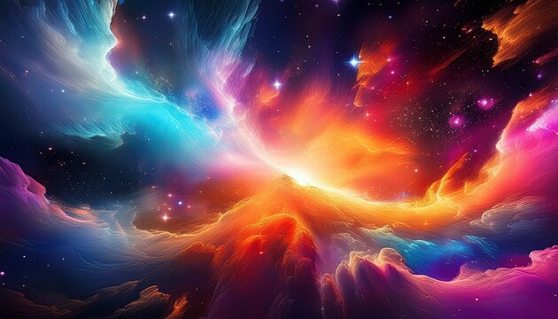 cosmic explosion nebula space energy vibrant colors abstract art background
