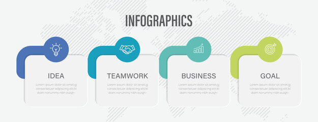 Infographic design template Vector with icons and 4 four options or steps. Can be used for process diagram, presentations, workflow layout, banner.