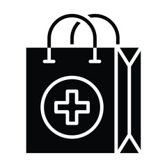 Obraz premium Medical Shopping Bag Icon, Medical And Healthcare Related Solid Style Vector Icon.