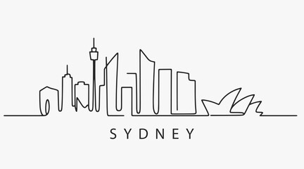 Naklejka premium Flat Design one line without breaking the Sydney city.