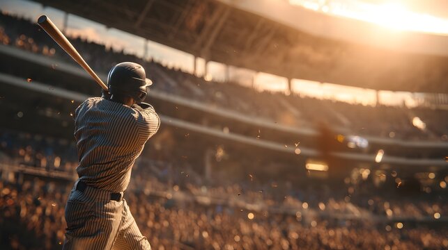 A baseball player is at bat in front of a crowd