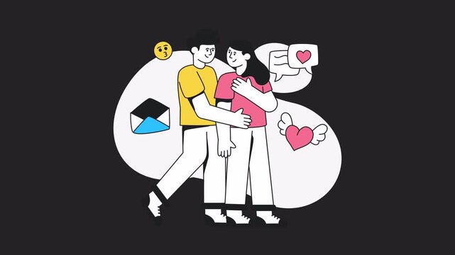 Couple At Blind Date  Alpha channel Animation