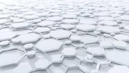 Obraz premium Futuristic White Hexagonal Pattern Abstract Background for Technology and Innovation