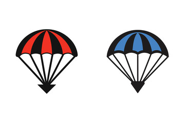 Parachute Line Art Silhouette Icon Skydiving and Air Sports Design