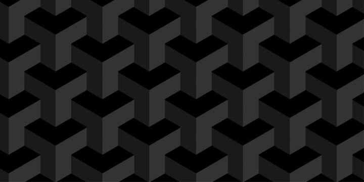 Vector structure box minimal black abstract cube square wall texture. geometric tile hexagon mosaic wall grid wallpaper. minimal geometric block cube isometric mosaic texture background.