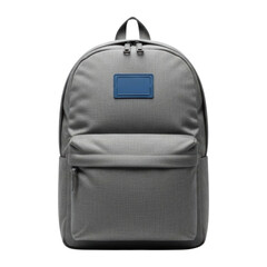 Gray Minimalist Backpack Isolated on Transparent Background Cutout PNG, 3D Cartoon Style School Bag isolated transparent bg, cutout PNG