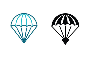 Parachute Line Art Silhouette Icon Skydiving and Air Sports Design