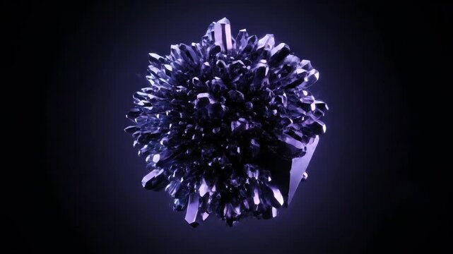 Abstract Geometric Polyhedron Transforming into Complex Particle Network with Blue Lighting