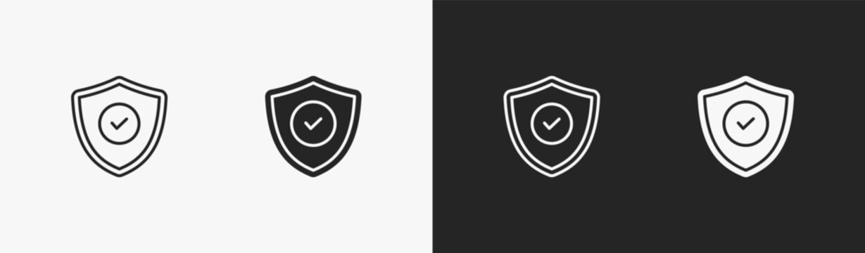 Set of protection icon in black and white collection