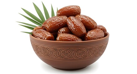 Ramadan iftar delight dates in traditional bowl for fasting breaking