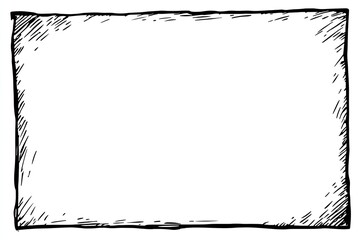 Fototapeta premium Hand-drawn rectangular frame with textured edges, surrounding blank white space