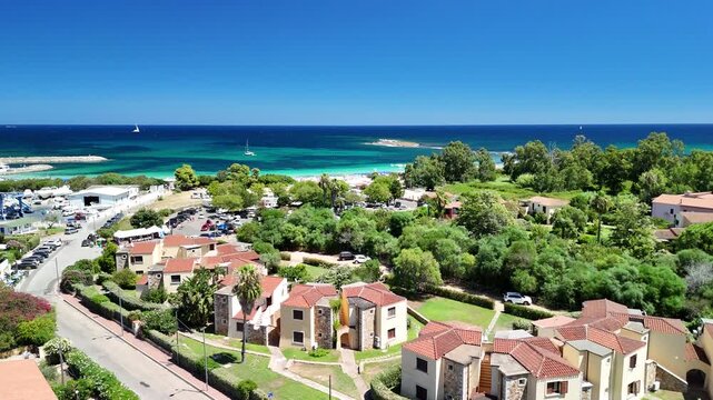 Aerial view of Porto Ottiolu, Budoni, Sassari, Sardinia, Italy