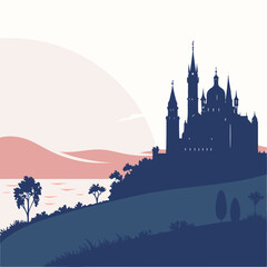 Majestic castle overlooking serene landscape © Mamun