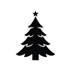 Obraz premium Classic Christmas Tree Silhouette with Star Topper Vector