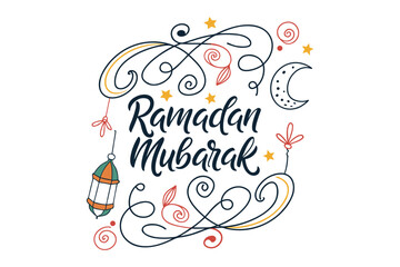 Ramadan Mubarak Typography Design Islamic Holiday Lettering Illustration