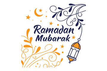Ramadan Mubarak Typography Design Islamic Holiday Lettering Illustration