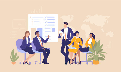 Financial Dispute Meeting. Business  professionals engage in a tense discussion during a meeting, representing resolution, critical decision-making, and challenges in business