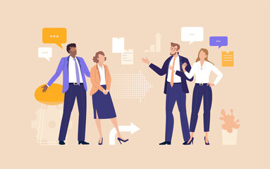 Uncertain Presentation. A businessman stack to give an answer,  expressing uncertainty or confusion, highlighting challenges in communication