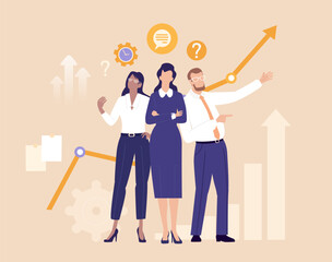 Business Growth Celebration. Business people celebrate success and achievements together, symbolizing growth, teamwork, and positive results of shared effort.