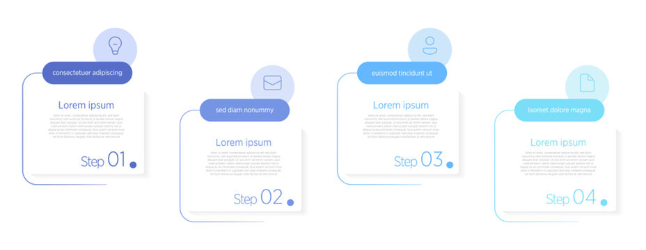 4-box infographics organize four related data points, processes, or categories using clean, rectangular boxes in a balanced grid layout. 