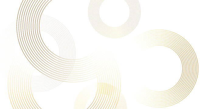 Elegant golden concentric circles and arcs create a modern abstract background isolated on transparent background, Vector, illustration