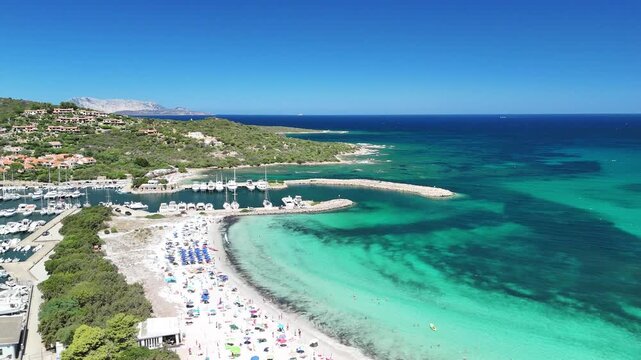 Aerial view of Porto Ottiolu, Budoni, Sassari, Sardinia, Italy