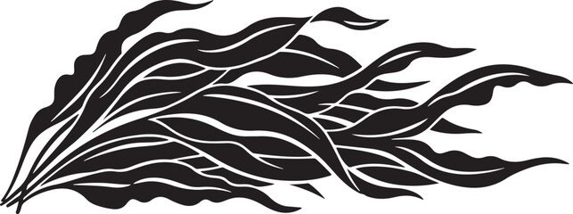 Fototapeta premium Black and white illustration of a leafy plant branch