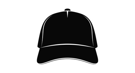 Fototapeta premium A stark black silhouette of a classic baseball cap is prominently displayed against a bright white background silhouette high quality