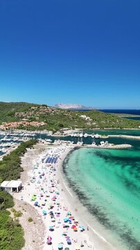 Aerial view of Porto Ottiolu, Budoni, Sassari, Sardinia, Italy