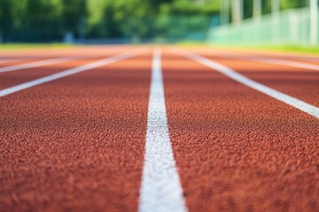 Track surface at a sports competition with clear lanes ready for athletes in action