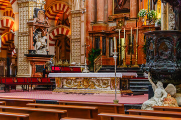 Naklejka premium Interior of the Mezquita, or Mosque-Cathedral of Cordoba, Spain.